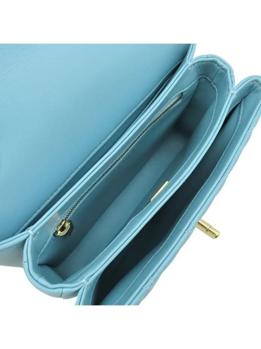 Chanel Shoulder Bag Trendy CC Mini Top Handle Lambskin Light Blue Gold Light CC